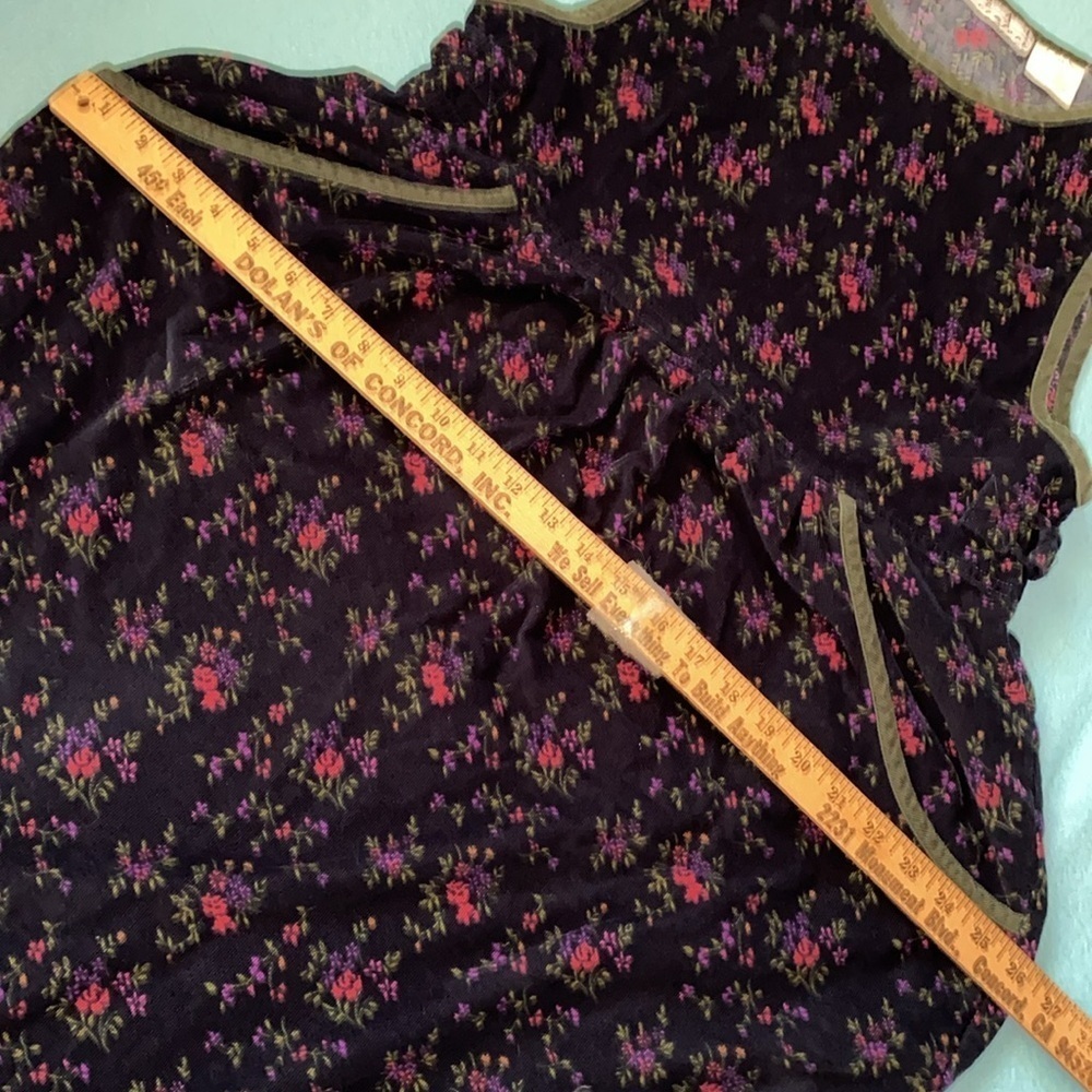 REAL COMFORT corduroy floral sleeveless tank maxi 2 pocket navy green Y2K size M - Picture 10 of 12